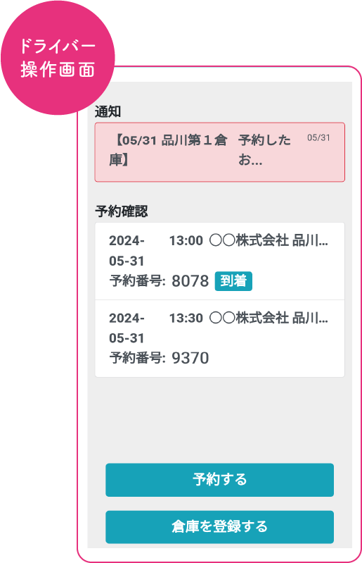 配送情報の画面